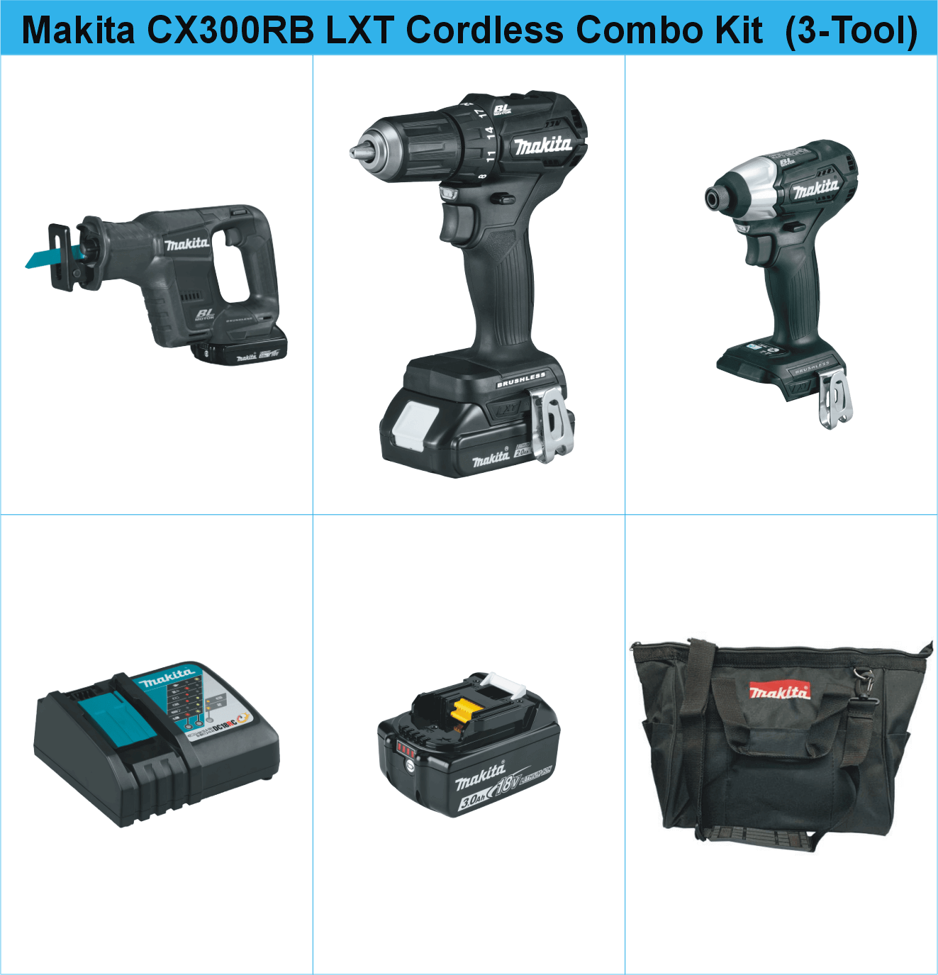 Makita CX300RB 18V LXT Sub-Compact Brushless Cordless Combo Kit