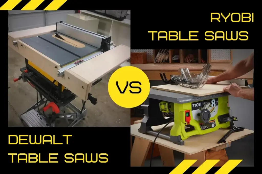 Table saws from Ryobi and DeWalt.